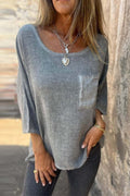 Juliette Casual Linen T-Shirt with Pockets