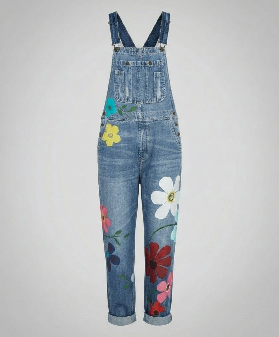 Juliette Denim Jumpsuit with Sleeveless in Light Blue