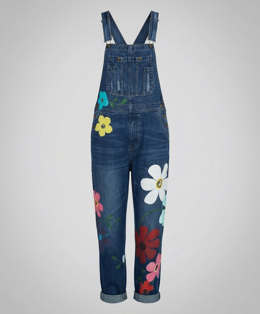 Juliette Denim Jumpsuit with Sleeveless in Navy