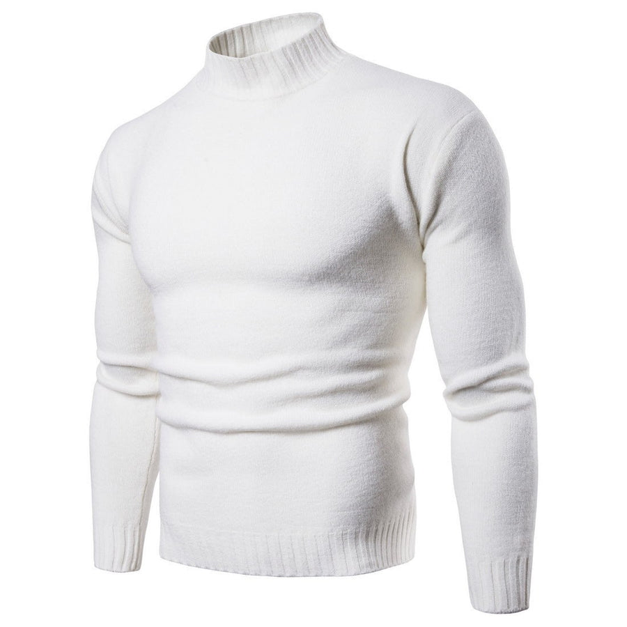 Juliette Sweater with Stand Collar in White