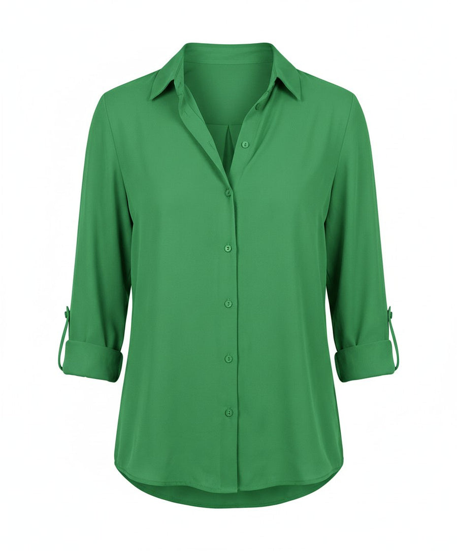 Juna Elegant Blouse with Long Sleeve in Green