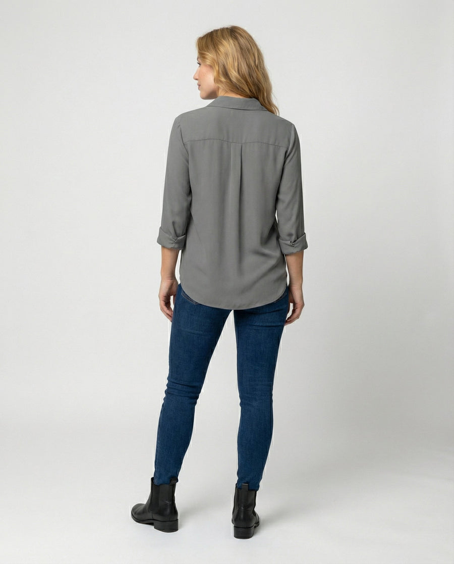 Juna Elegant Blouse with Long Sleeve in Grey