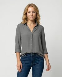 Juna Elegant Blouse with Long Sleeve in Grey