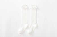 Juna Elegant Knee-High Socks with Ruffles in White
