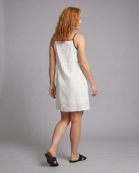Juna Elegant Linen Mini Dress with V-Neck