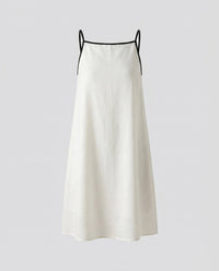 Juna Elegant Linen Mini Dress with V-Neck in White