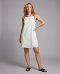 Juna Elegant Linen Mini Dress with V-Neck