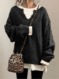 Juna Knit Sweater with V-Neck in Black