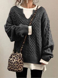 Juna Knit Sweater with V-Neck in Grey