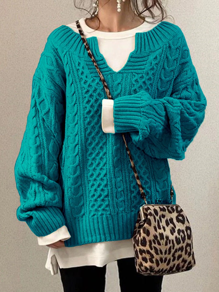 Juna Knit Sweater with V-Neck in Sky Blue