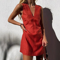 Juna Linen Dress with V-Neck and Sleeveless