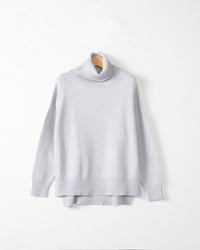 Juna Sweater with Stand Collar in Light Grey