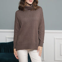 Juna Sweater with Stand Collar in Military Green