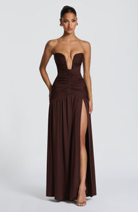 Constance Maxi Dress – Plum Brown