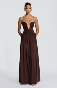 Constance Maxi Dress – Plum Brown