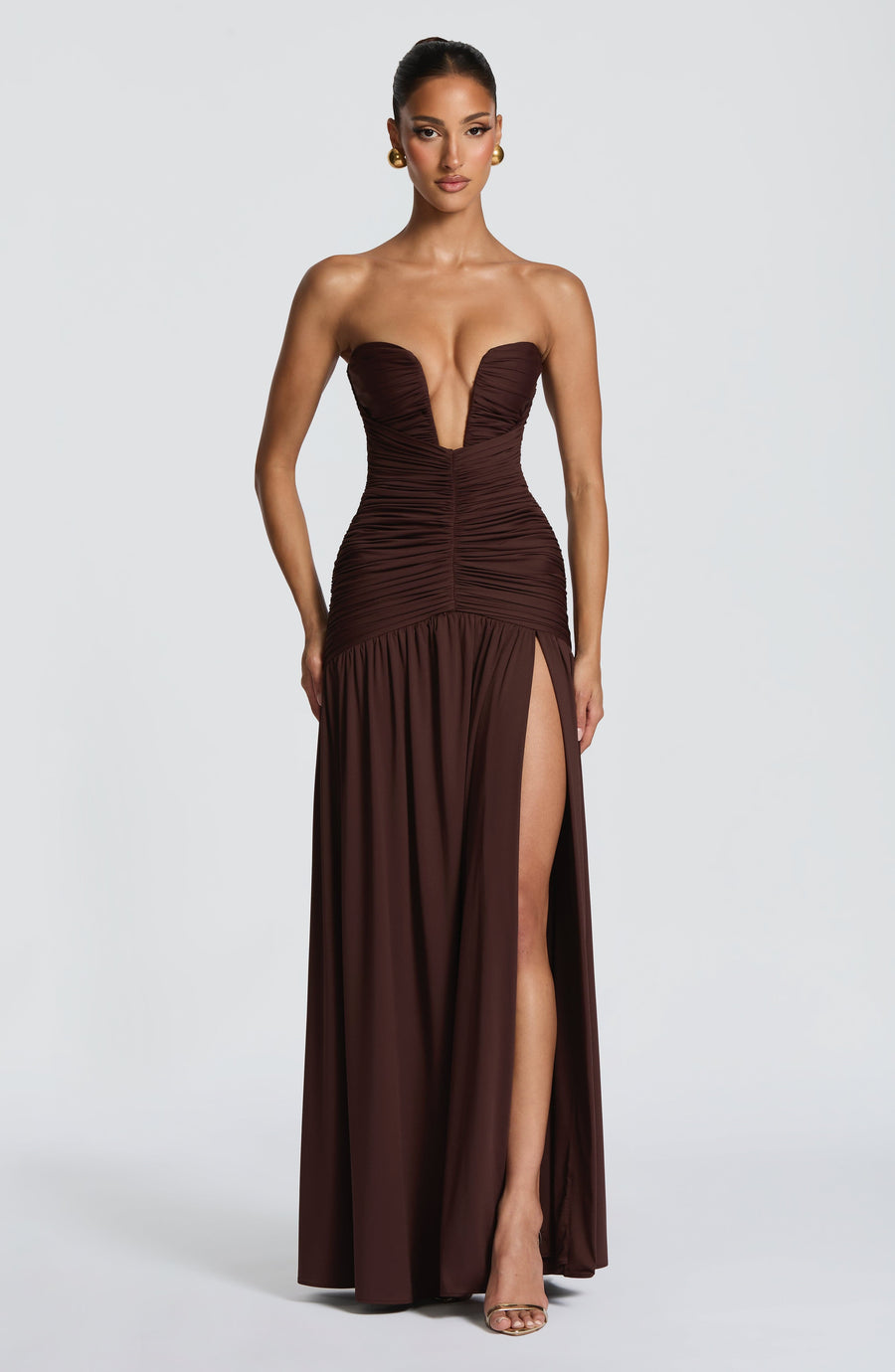 Constance Maxi Dress – Plum Brown