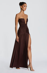 Constance Maxi Dress – Plum Brown