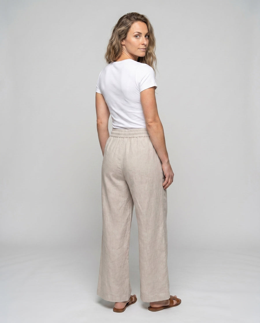 Juno Casual Linen Trousers with Elastic Waist