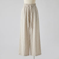 Juno Casual Linen Trousers with Elastic Waist in Natur