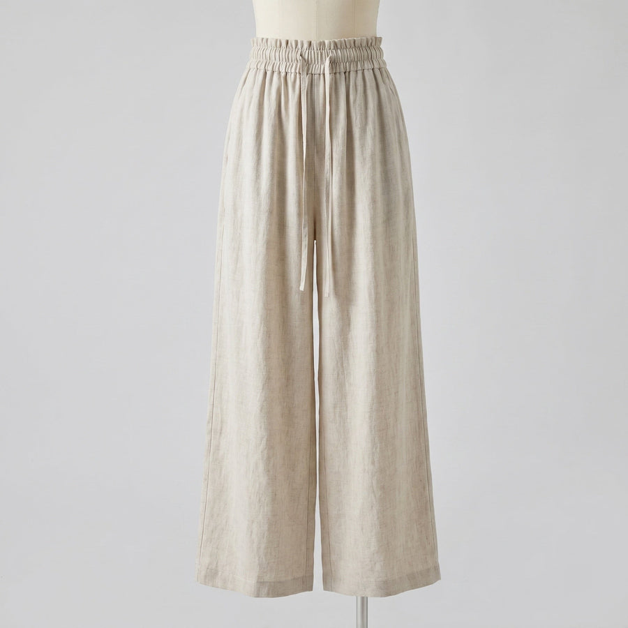 Juno Casual Linen Trousers with Elastic Waist in Natur