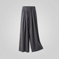Juno Casual Linen Trousers with Elastic Waist in Navy