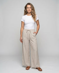 Juno Casual Linen Trousers with Elastic Waist
