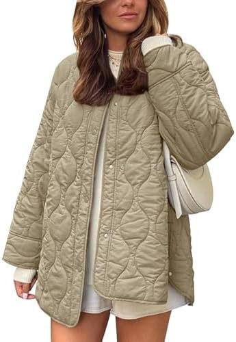 Juno Casual Quilted Jacket with Pockets in Khaki