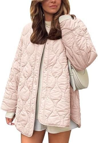 Juno Casual Quilted Jacket with Pockets in Light Pink
