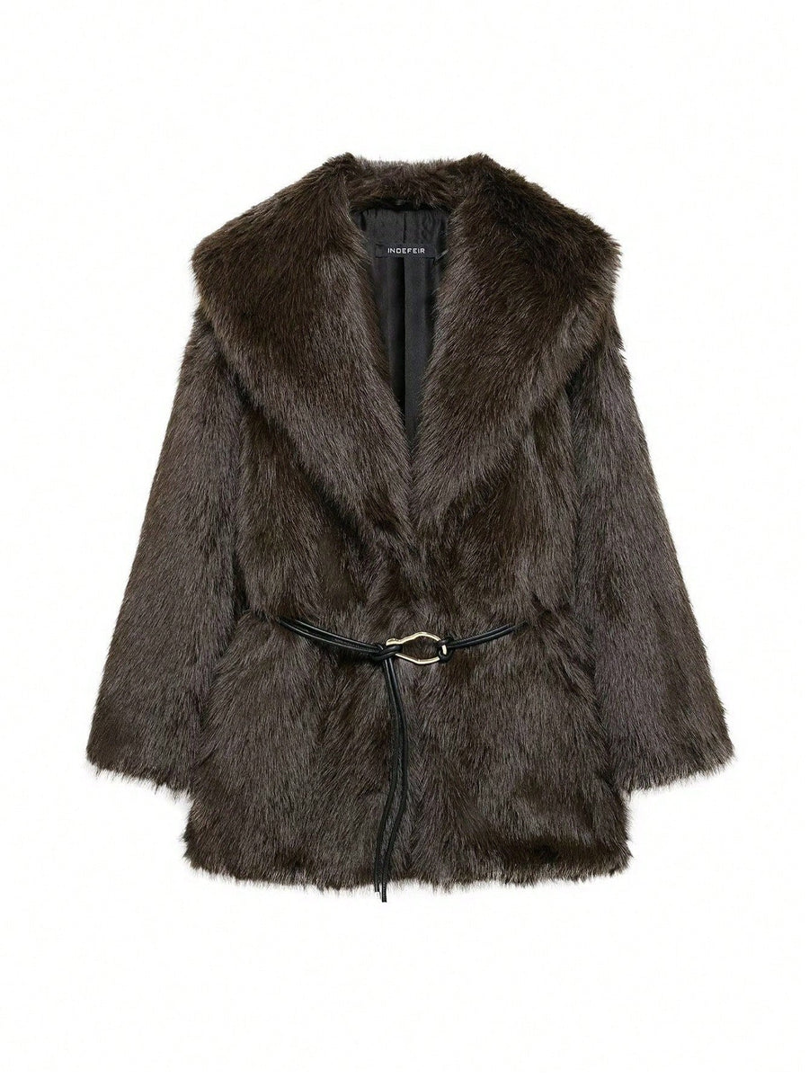 Juno Coat with Belted in Black