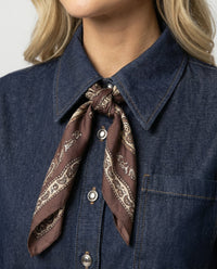 Juno Denim Shirt Dress with Ruffles in Navy