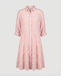 Juno Dress with Button Front and Striped in Red