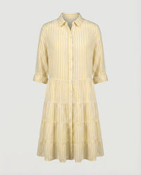 Juno Dress with Button Front and Striped in Yellow