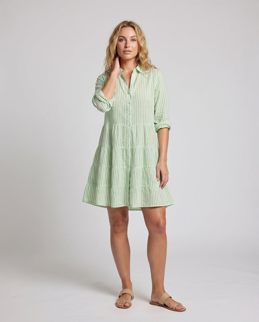 Juno Dress with Button Front and Striped