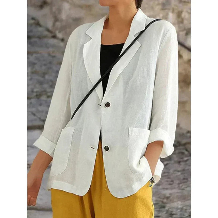 Juno Linen Blazer in White