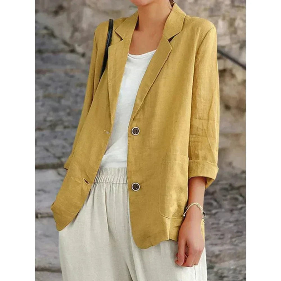 Juno Linen Blazer in Yellow