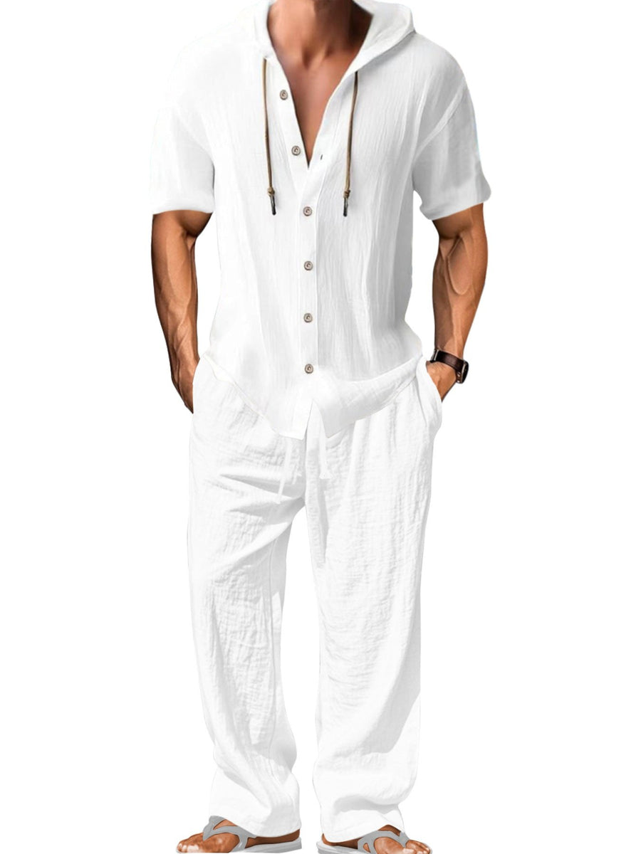 Jurre Airy Linen Shirt with Hood in White