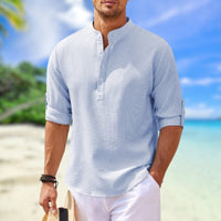 Jurre Shirt with Stand Collar in Blue
