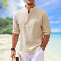 Jurre Shirt with Stand Collar in Khaki