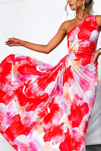Kacie™ Pleated Summer Dress in Red Pink