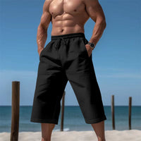 Kai Casual Shorts with Drawstring Waist and Elastic Waist in Black