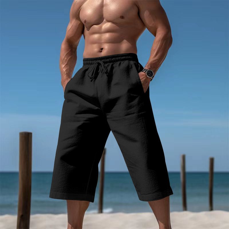 Kai Casual Shorts with Drawstring Waist and Elastic Waist in Black