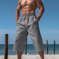 Kai Casual Shorts with Drawstring Waist and Elastic Waist in Grey
