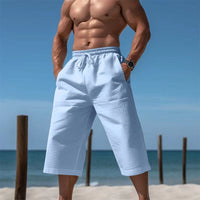 Kai Casual Shorts with Drawstring Waist and Elastic Waist in Light Blue