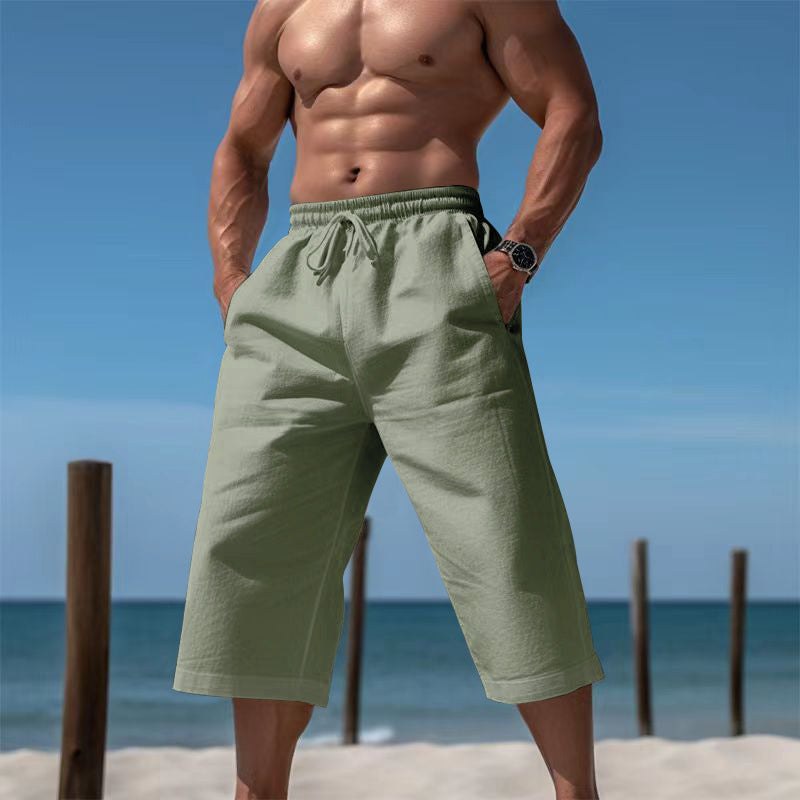 Kai Casual Shorts with Drawstring Waist and Elastic Waist in Light Green