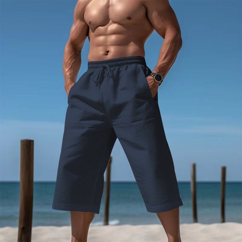 Kai Casual Shorts with Drawstring Waist and Elastic Waist in Marinr&Blau