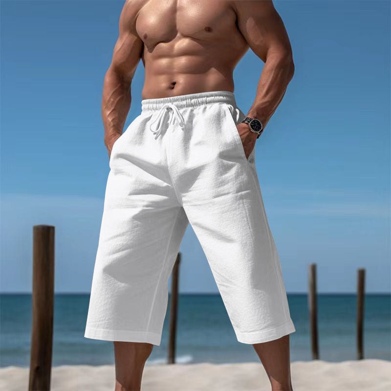 Kai Casual Shorts with Drawstring Waist and Elastic Waist in White