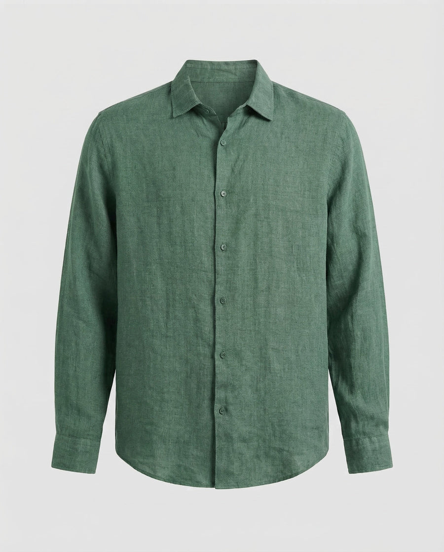 Kai Linen Shirt in Dark Green