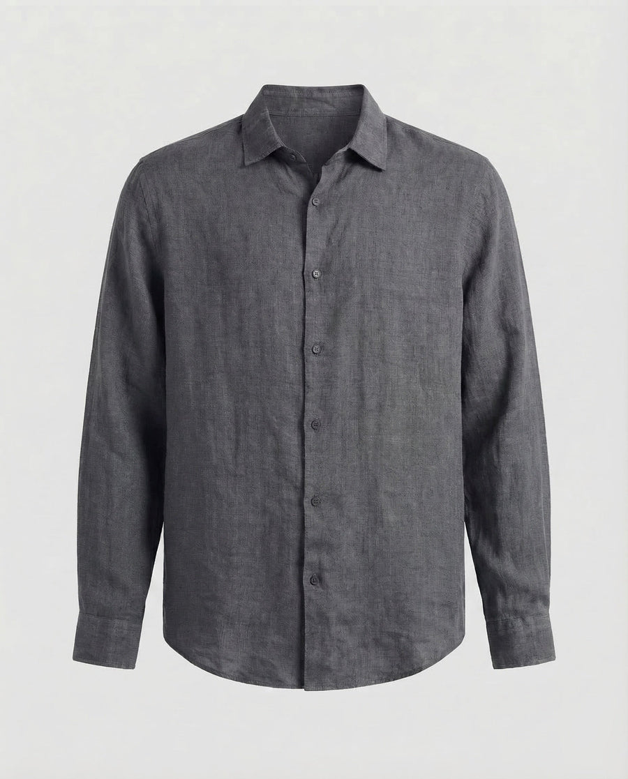 Kai Linen Shirt in Dark Grey