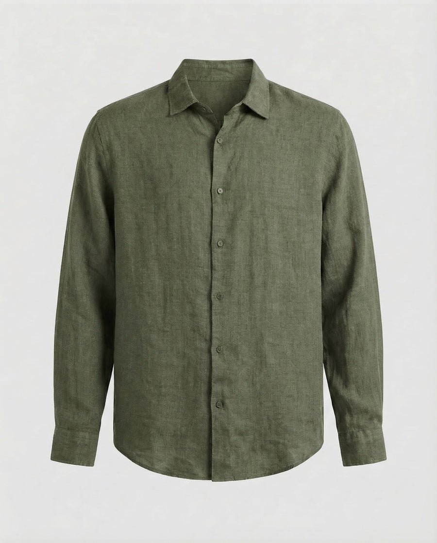 Kai Linen Shirt in Olive Green