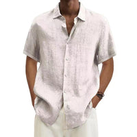 Kai Linen Shirt with Short Sleeve in White